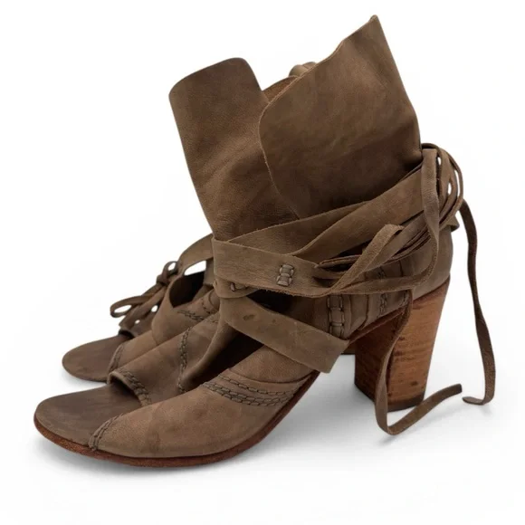 FREE PEOPLE "Daydream" Suede Open Toe Strappy Leather Sandal Size 40 (US 10) - Picture 2 of 11